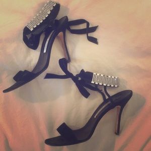 Manolo Blahnik Crystal Velvet Heels Size 8.5